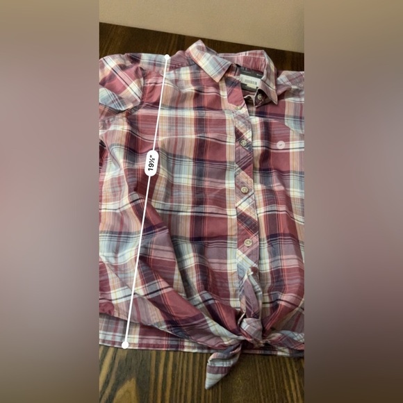 Eddie Bauer tie front plaid blouse button down shirt size medium women’s NWT - Picture 9 of 16